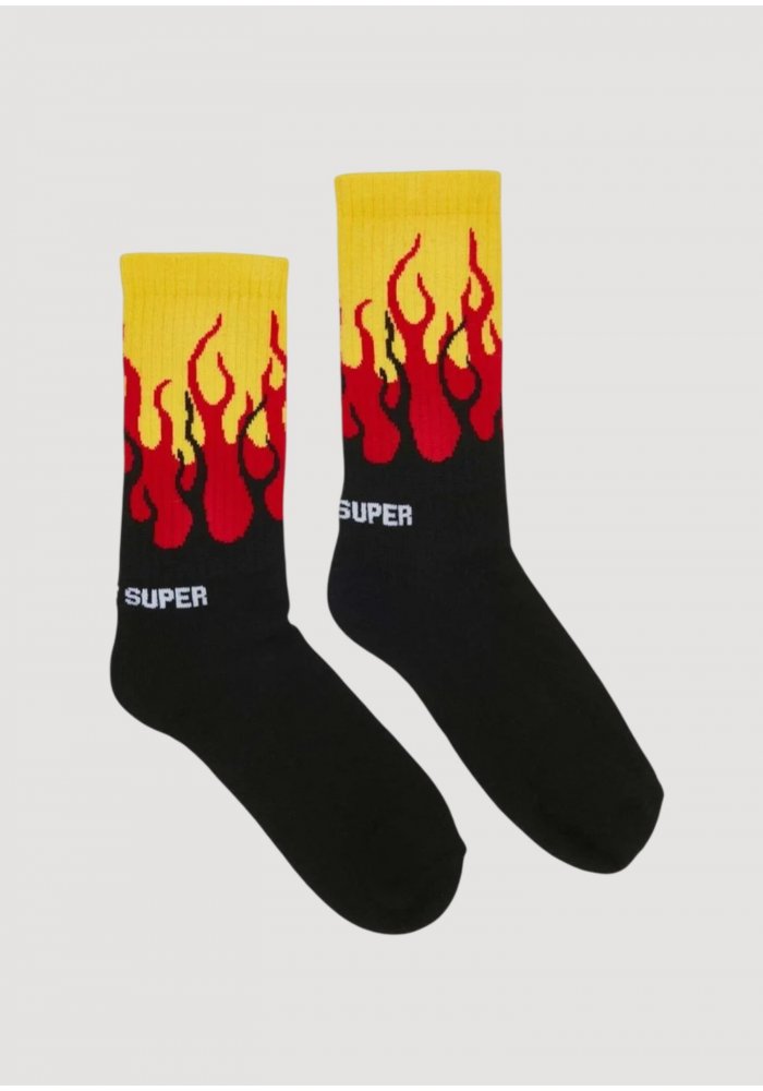 socks orange fluo flames