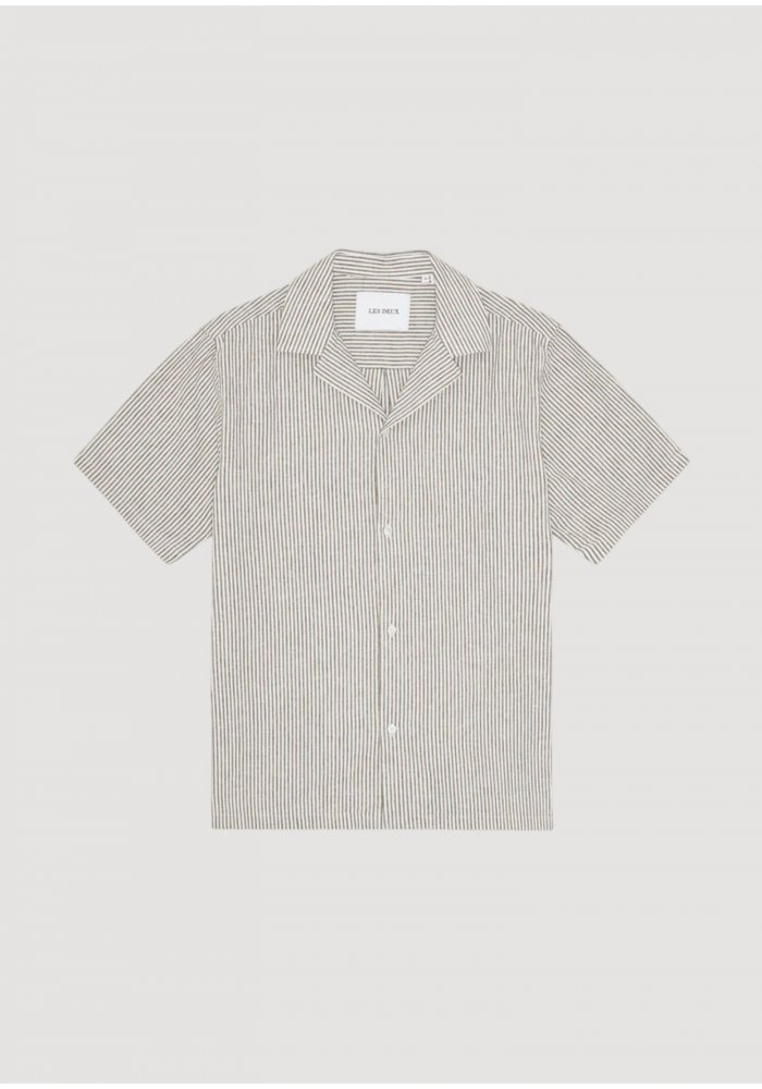 Lukas Stripe Cotton Linen Ss Shirt