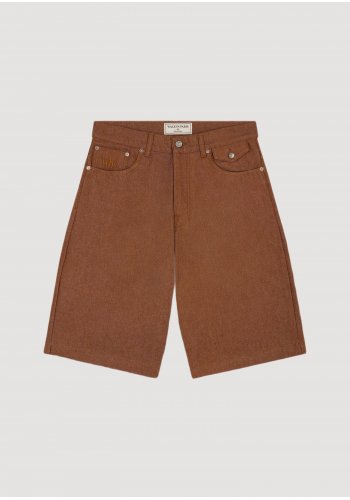 BROWN DENIM BAGGY SHORTS