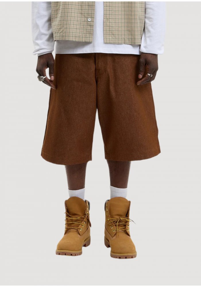Brown Denim Baggy Shorts Walk In Paris